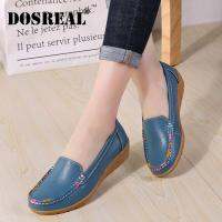 DOSREAL สไตล์เกาหลีแบนรองเท้าผู้หญิงลื่นบนรองเท้าหนังแท้รองเท้าหนังนุ่มรองเท้า Loafers รองเท้าผู้หญิงขายขนาดใหญ่ขนาด 35-41