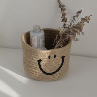 Smiley Cotton Rope Woven Basket Sundries Sorting Basket Cosmetic Toy Storage Basket Bathroom Countertop Storage Basket