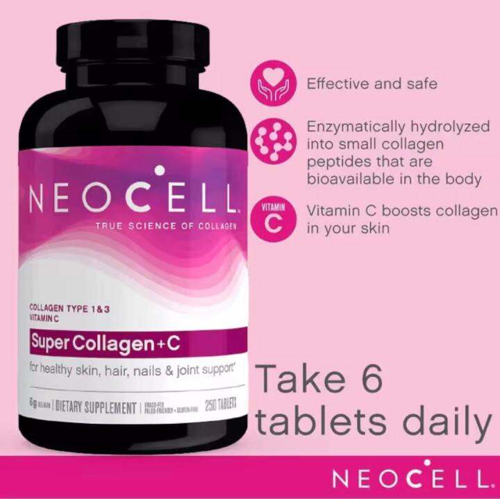 Authentic NeoCell Super Collagen + Vitamin C & Collagen Type 1 & 3, 250
