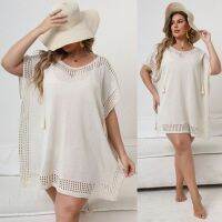 [COD] Beach dress cross-border European and plus-size womens hollow stitching machine-knitted sweater V-neck loose blouse F201472