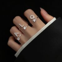 Fashion Crystal Name Letters Rings Classic Cubic Zirconia Adjustable Opening Alphabet Finger Rings For Women Girls Party Jewelry