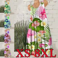 Womens 2022 Summer Print Comfort Beach Sleeveless Dress XS-8XL