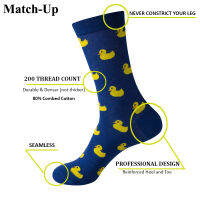 Match-Up Men ถุงเท้าผ้าฝ้ายลายการ์ตูน Art Patterned Casual Crew Socks 5-Pack Shoe Size 6-12