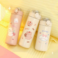 Cute Stainless Steel Water Bottles For Girls Children Creative Portable Coffee Thermos Cup With Straw Insulated Vacuum Flask