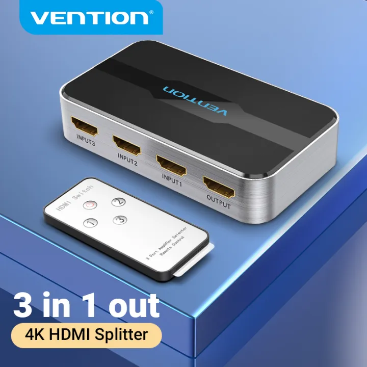 Projector Switcher Vention HDMI Switcher 4K60Hz 3 Input 1 Output HDMI 2.0 Switch Adapter ...