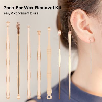 7pcs Ear Care Tools Ear Wax Removal Kit Ear Wax Remover with Stainless Steel Storage Case Earpick Ear Pick Ear Cleaner Spoon
