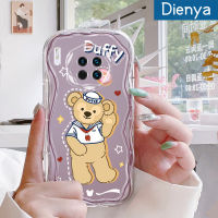 Jlingji เคสสำหรับ Huawei Mate 30 Pro Mate 40 Pro P30โปร P40การ์ตูนตุ๊กตาน่ารักหมีลูกคลื่นใหม่เนื้อครีมนิ่มเคสโทรศัพท์โปร่งใสปลอกซิลิโคนกันกระแทกป้องกันเลนส์กล้องเคสใส