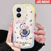 เคส JIUMOO สำหรับ VIVO Y22 Y22s การ์ตูนกระต่ายสีม่วงสีสันสดใสน่ารักเนื้อครีมนิ่มเคสมือถือกันกระแทกแบบใสที่สร้างสรรค์เคสโปร่งใสลายกล้องถ่ายรูปฝาครอบป้องกันซิลิโคน