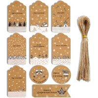 50ชุด Merry Christmas Kraft ของขวัญ Tags Lovely Snowman Deer Creative Hang Tags Xmas Party ของขวัญป้ายการ์ดอุปกรณ์ตกแต่ง