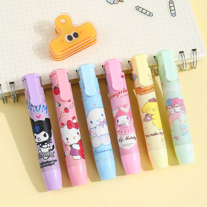 Pressing Cartoon Pencil Eraser Pen Type Cute Eraser Replaceable Rubber