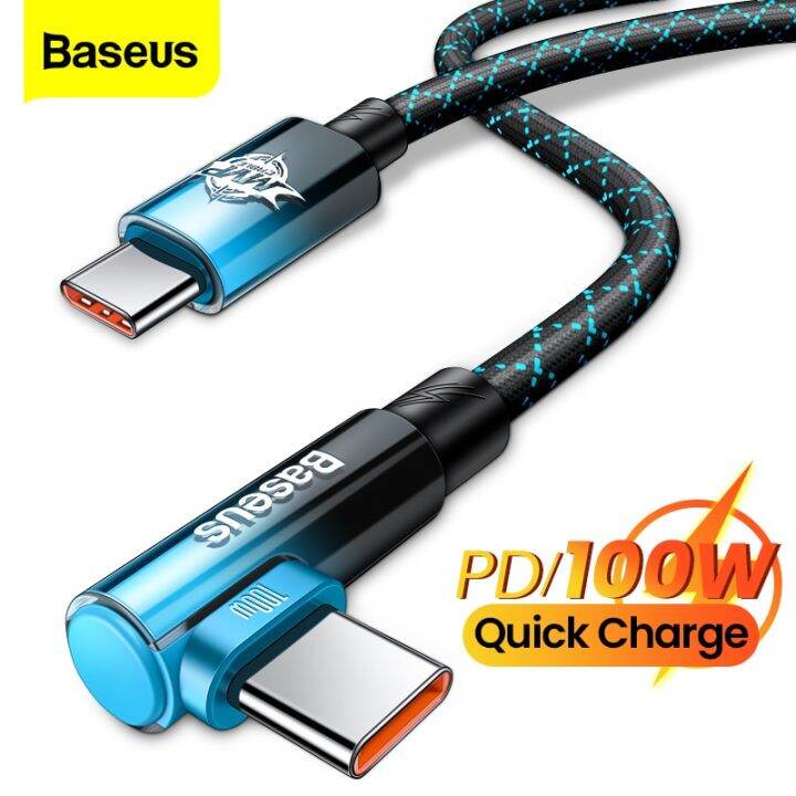 Baseus PD 100W Cable Type C to USB C Elbow Cable Quick Charge 4.0 QC 3.
