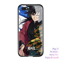 UCUCเคสสำหรับหัวเหว่ยY5 2018 Y5 Prime 2018เคสมือถือกันกระแทกAnime Demon Slayer Nezuko Glossyกระจกเทมเปอร์พร้อมฮาร์ดไดรฟ์ที่ทนทานฝาครอบ