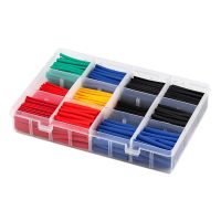 530pcs/Boxed Polyolefin Shrinking Assorted Heat Shrink Tube Wire Cable Insulated Sleeving Tubing Set 2:1 Waterproof Pipe Sleeve Cable Management