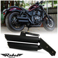 ท่อคู่สีดำด้าน สำหรับฮอนด้ารีเบล DOUBLE DUAL LOW LONG EXHAUST PIPE MOUNT SYSTEM HONDA REBEL 1100 ปี 2021-2023