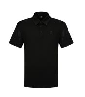 ANEW GOLF เสื้อโปโลผู้ชายลาย New Logo Signature แขนเสื้อเจาะรู (ดํา)