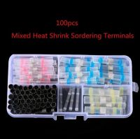 100/50 Pcs Mixed Heat Shrink Sordering Terminals Waterproof Solder Sleeve Tube Electrical Wire Insulated Butt Connectors Kit Electrical Circuitry Part