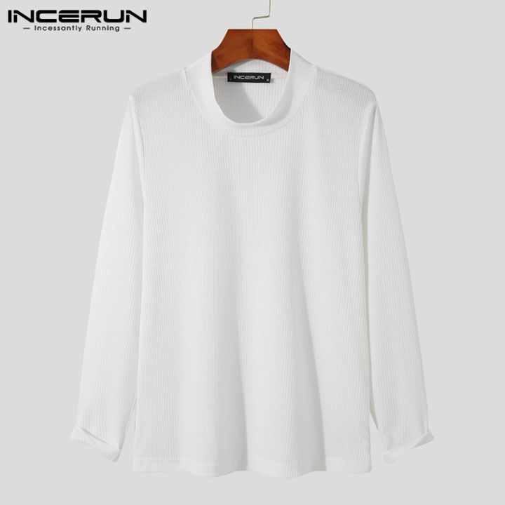 incerun-เสื้อกันหนาวแขนยาวคอสูงสำหรับผู้ชาย-เสื้อยืดจั๊มเปอร์เสื้อสวมหัวเสื้อยืดให้ความร้อนเสื้อกล้ามสไตล์เกาหลี
