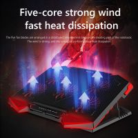 Gaming Laptop Cooler Riser 5 Levels Height Adjustable Holder USB Powered Support 5 Fans Notebook PC Cooling Pad for 12-19 inch Laptop Stands