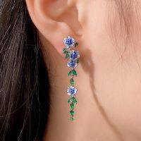 【DT】hot！ Huitan Enamel Dangle Earrings Temperament Trumpet Wedding Jewelry