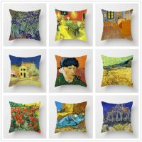 Van Gogh Oil Painting Cushion Cover Home Decorative Pillow Covers Sunflower Self-portrait Starry Sky Print Pillowcase Cojines