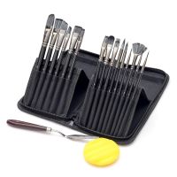 17 Pcs Watercolor Paint Brush Set Nylon Hair Wooden Handle Scrubbing Scraper Acrylic Painting Art Paint Brushes Supplies Artist Brushes Tools