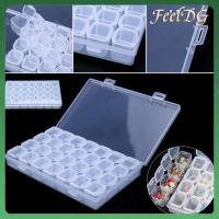 FEELDG ใหม่ ปรับได้ ชัดเจน 28 สล็อต เครื่องประดับ กล่องเก็บของ เคสลูกปัด เล็บ Rhinestones Organizer