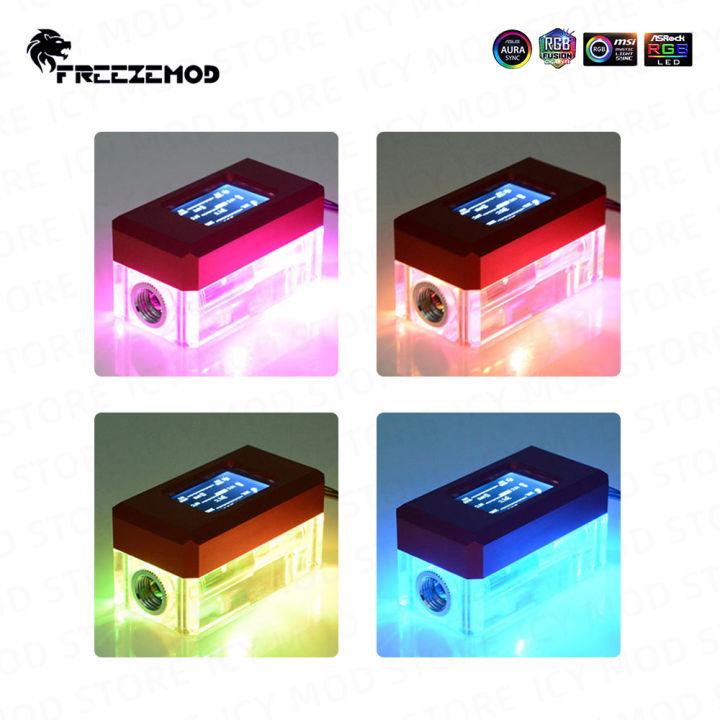 freezemod-lcd-flowmeter-liquid-cooling-เครื่องวัดอุณหภูมิน้ำหลายฟังก์ชั่น-aio-อุณหภูมิไฟฟ้า3in1พัดลม-rpw-speed-monitor