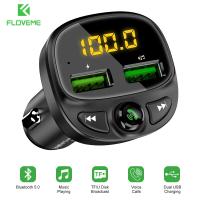 FLOVEME Multi-Functional 3.4A Fast Car Charger FM Transmitter Bluetooth Player Dual USB Cigarette Lighter MP3 TF Music Car Kits Car Chargers