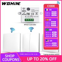 ▤₪ WGHINE Rebound Wireless Self-powered Switch RF 433Mhz Remote Control Wall Push Button Switch 220V 1/2/3 Gang Light Switch