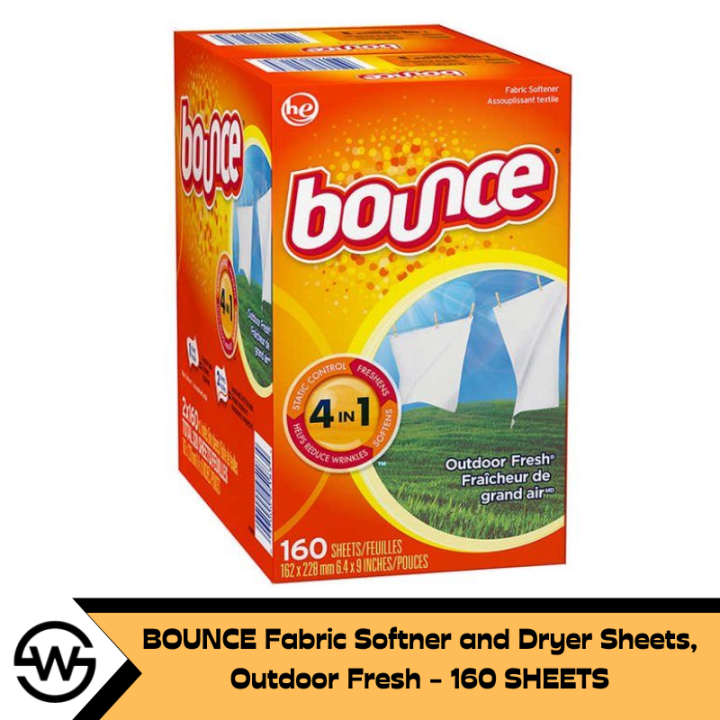 BOUNCE Fabric Softner and Dryer Sheets, Outdoor Fresh 160 SHEETS