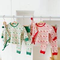 Unisex Baby Autumn Christmas Deer Top + Pants + Hat Three Piece Set