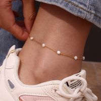 【CW】卍☫  Hypoallergenic Resistant Freshwater Chain Foot Leg Anklets Beach Jewelry