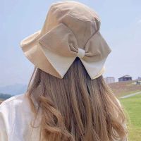 New Fashion Spring Outdoor Summer Beach Bow Bucket Hat Women Lady Mesh Dome Folding Sun Hats Patchwork Panama Fisherman Cap