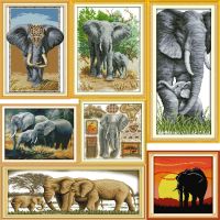 【CC】 Needlework DMC stitch Sets Embroidery Precise Printed Elephant Patterns Counted Cross-Stitching