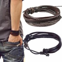 Leather Wrap Braided Wristband Cuff Punk Men Women Hot Surfer Bracelet Bangle Couples Bohemia Jewelry