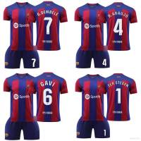 2Pie/Set 23-24 Barcelona Home Jersey Stegen Araujo Gavi Dembele Football Sports Suit Fans Edition