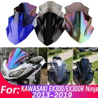 ♠กระจกบังลมสำหรับ Kawasaki Ninja 300 EX300R 300R 2013-2019กระจกบังลมบอลลูนคู่อุปกรณ์เสริมรถจักรยานยนต์