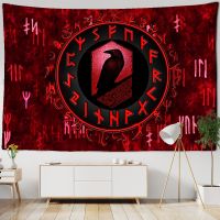 【CW】❈◕  Vikings Tapestry wall Raven Mysterious Psychedelic Runes Wall Hanging Tapestries for Room