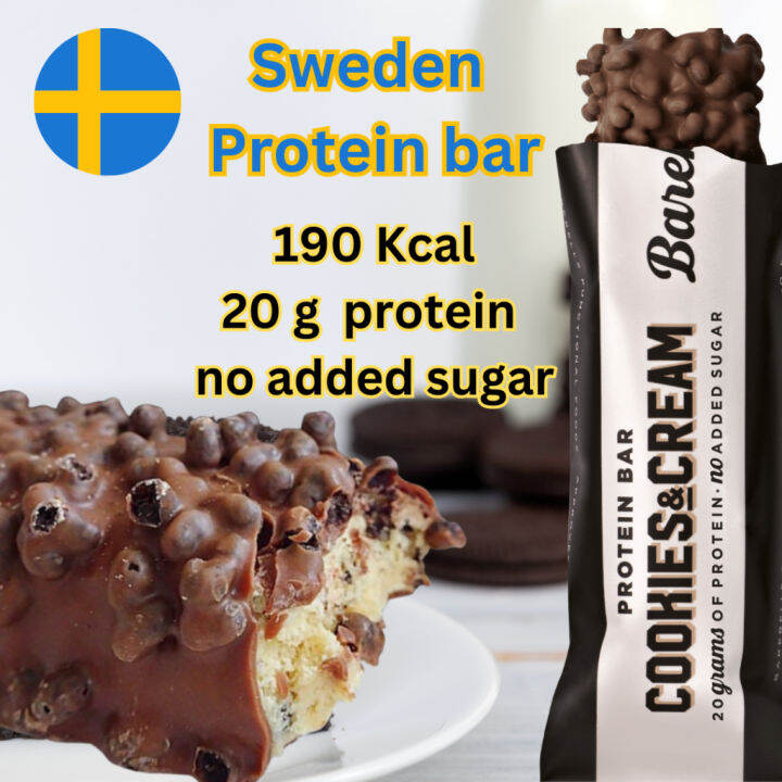 Sweden barebells protein bar cookie & cream 190kcal 20g protein no