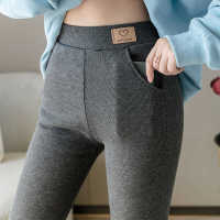 High Waist Soft Winter Pocket Leggings for Women Fleece High Waist Thick Pants Velvet Thermal Grey Womens Warm Leggings