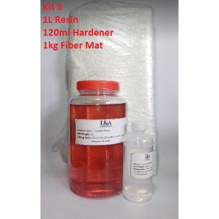 (I) Fiberglass DIY 1 Liter Semi Flex (Premixed) Kit 1 Kit 12