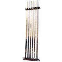 Billiard Pool Snooker Table Wall Mount Hanging Professional 6 Cue Sticks Solid Wood Rack Holder