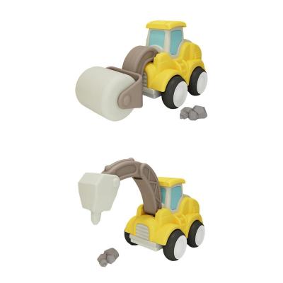 MagiDeal Engineering Car Toys Pull Back Car for Toddlers Road Roller+Drill truck