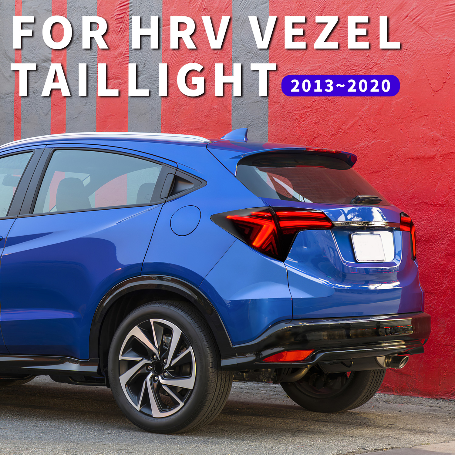 Rear Lamp tailLight Strip Trim Steel Chrome Fit for Honda HR-V Vezel 2016-2020