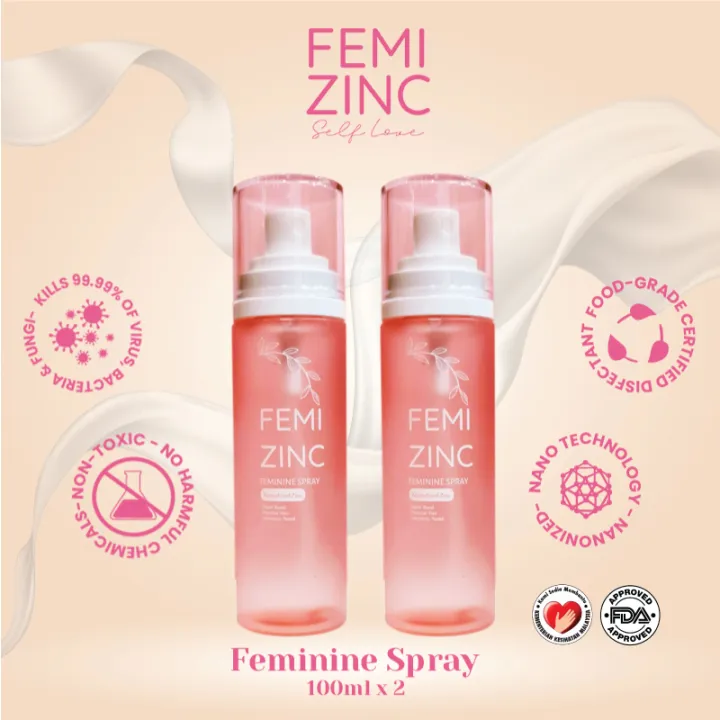 FEMIZINC Feminine Spray 100ml/ 3.4 Fl.Oz Twin Pack Feminine Care