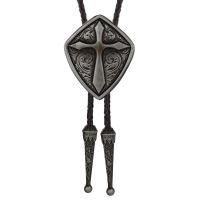 Western cowboy bolo tie silver gold cross double color electroplated metal tie personalized suit and tie accessories