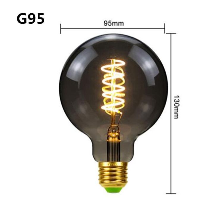st64-led-g80-g125-g95หรี่แสงได้4w-e27-220v-สีเทาควันบุหรี่2700k-gspiral-ไส้หลอดไฟย้อนยุควินเทจไฟตกแต่งเอดิสันหลอดไฟ-led