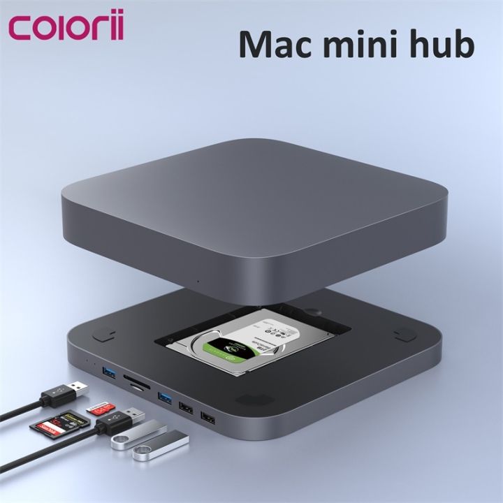 มินิฮับ-mac-ที่มี2-5-hdd-ssd-enclosure-with-พอร์ต-sata-2tb-ฮาร์ดดิสก์-ssd-ssd-แท่นวางมือถือสำหรับ-mac-mini-m2-feona