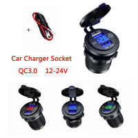 QC 3.0 12-24V USB Charger Quick Charger รถจักรยานยนต์ Dual Auto USB Charger Socket จอแสดงผล LED พร้อมหมวกสำหรับรถบรรทุกเรือ A DVR