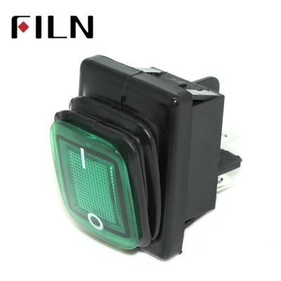【cw】 FILN KCD4 T85 15A waterproof contact momentary toggle switch red blue led 220V 12V 4pins on off marine boat